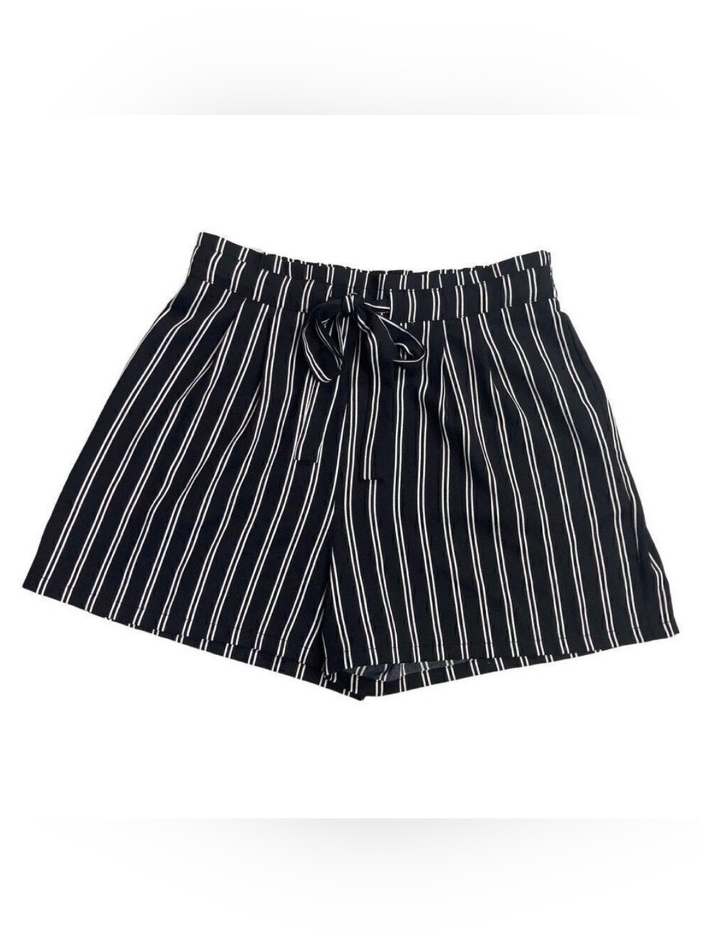 NWOT- DR2 High Waisted Striped Short w/Elastic & Belt Tie